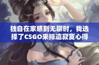 独自在家感到无聊时，我选择了CSGO来排遣寂寞心得