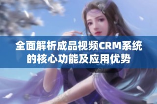 全面解析成品视频CRM系统的核心功能及应用优势