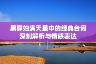 黑寡妇满天星中的经典台词深刻解析与情感表达