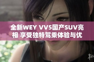 全新WEY VV5国产SUV亮相 享受独特驾乘体验与优惠政策