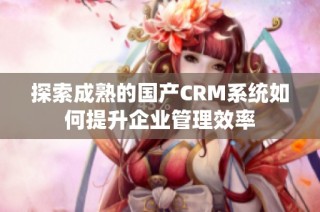 探索成熟的国产CRM系统如何提升企业管理效率